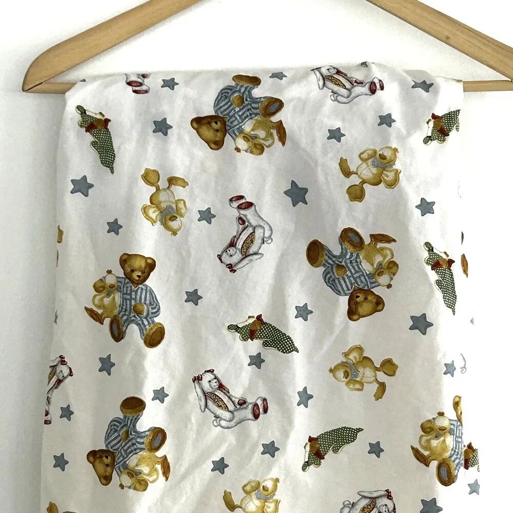 Blue Jean Teddy Bear Crib Sheet Fitted Spring Industries Duck Bunny Dog Cotton